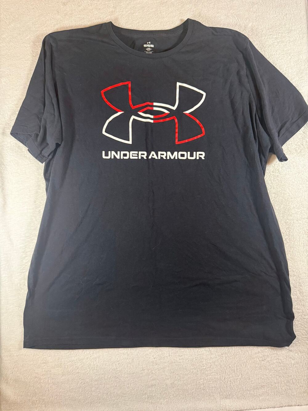 Under Armour Men’s 4XL Loose Fit Black Logo Graphic T-Shirt Red White Big Tall